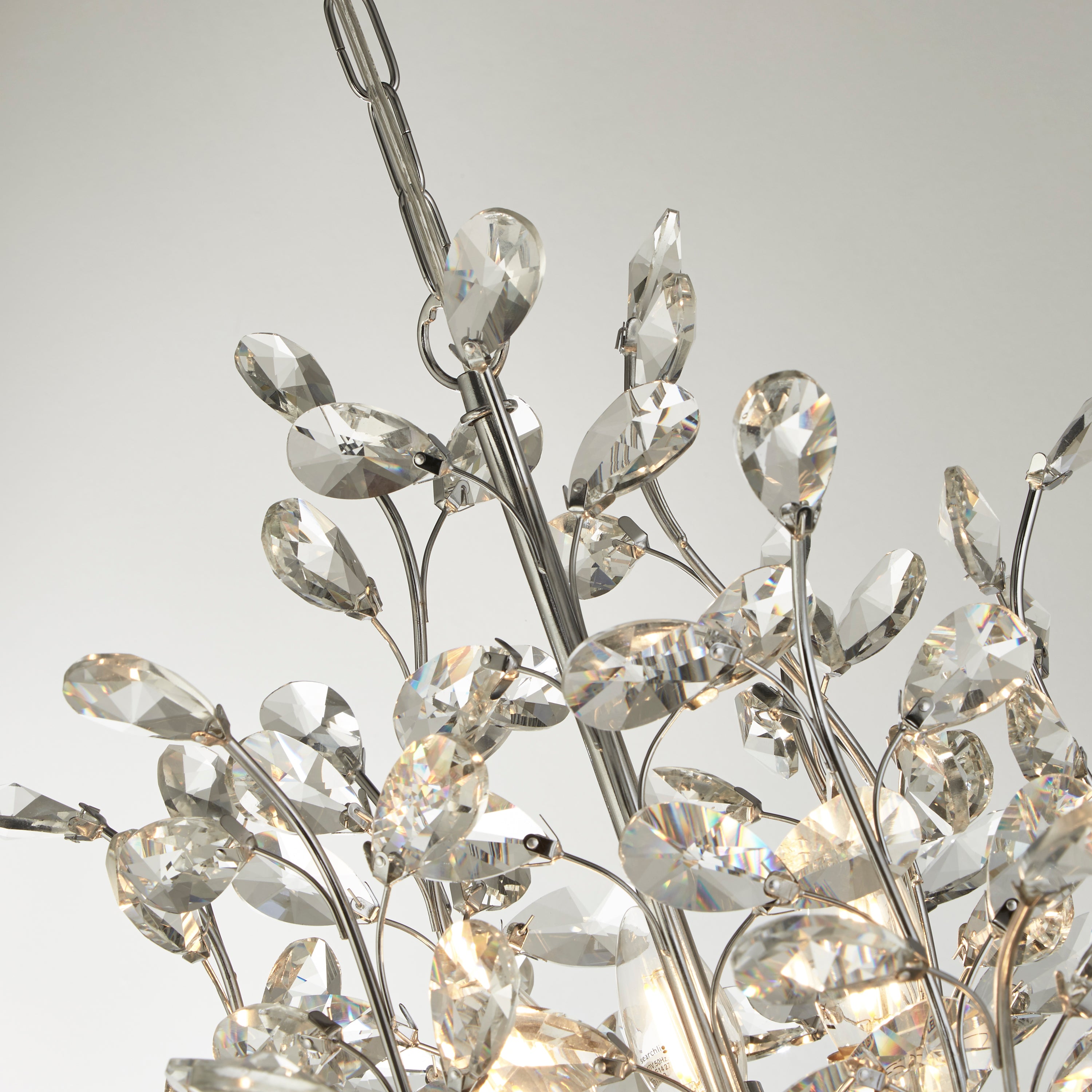 Sospensione Contemporanea Mazzo Acciaio Cromo Vetro Trasparente 11 Luce E14