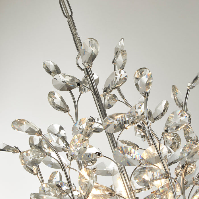 Sospensione Contemporanea Mazzo Acciaio Cromo Vetro Trasparente 11 Luce E14