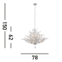 Sospensione Contemporanea Mazzo Acciaio Cromo Vetro Trasparente 11 Luce E14