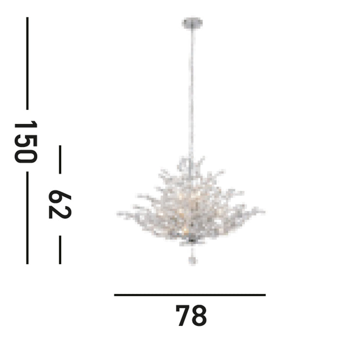 Sospensione Contemporanea Mazzo Acciaio Cromo Vetro Trasparente 11 Luce E14