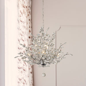 Sospensione Contemporanea Mazzo Acciaio Cromo Vetro Trasparente 11 Luce E14