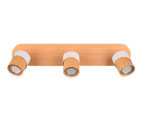 Barra 3 faretti orientabili. metallo, bianco e naturale, L 48 cm, Aruni