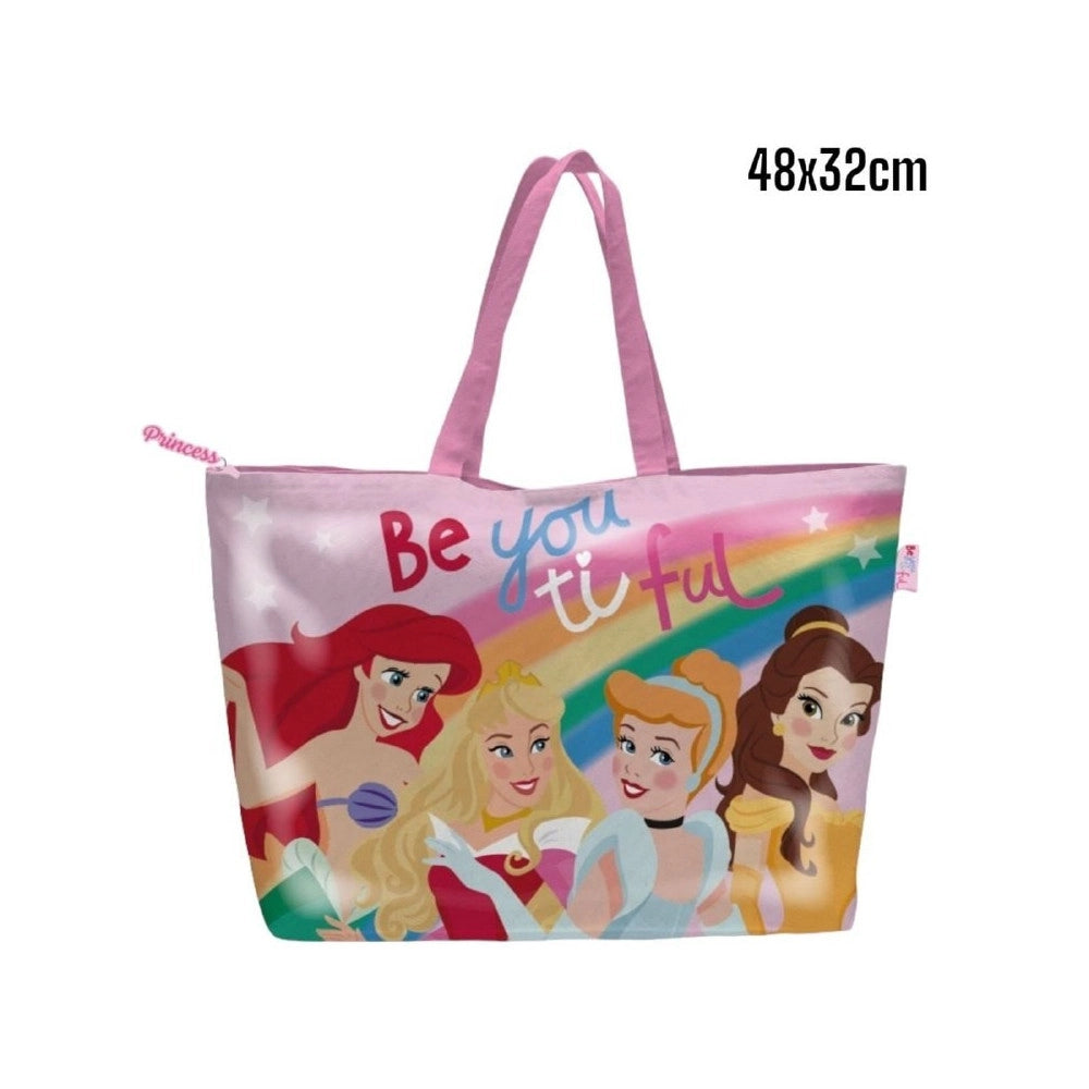 Trade Shop - Borsa Da Mare Principesse Per Donna E Bambina Shopping Bag Ariel Belle Disney -