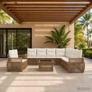 Set Divano da Giardino 10 pz Beige e Bianco Crema polyrattan 3435462