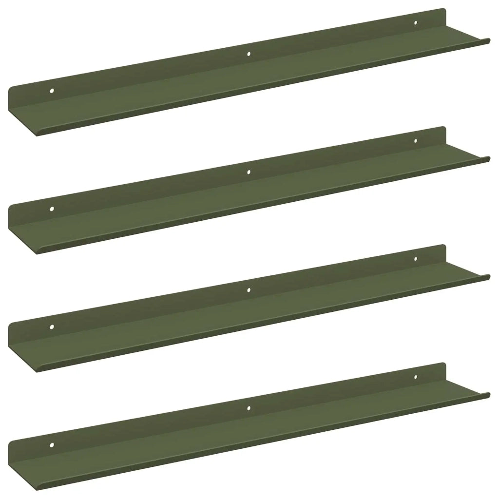 Mensola sospesa 4 pcs Verde oliva 60 x 8,5 x 2,5 cm Acciaio
