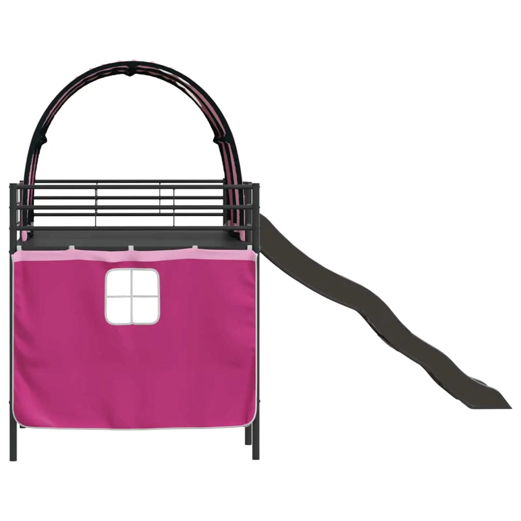 Struttura del letto loft per bambini Nero e rosa 100 x 200 cm