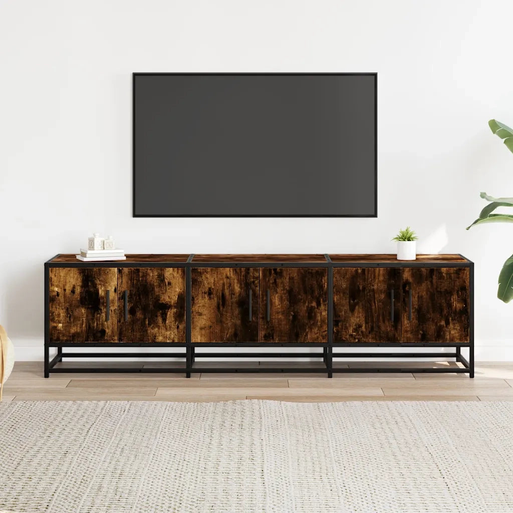 Mobile TV Rovere Fumo 150x35x41 cm in Truciolato e Metallo