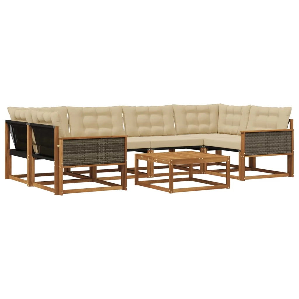 Set di divani da esterno con cuscino 7 pcs Naturale e Beige 3381277