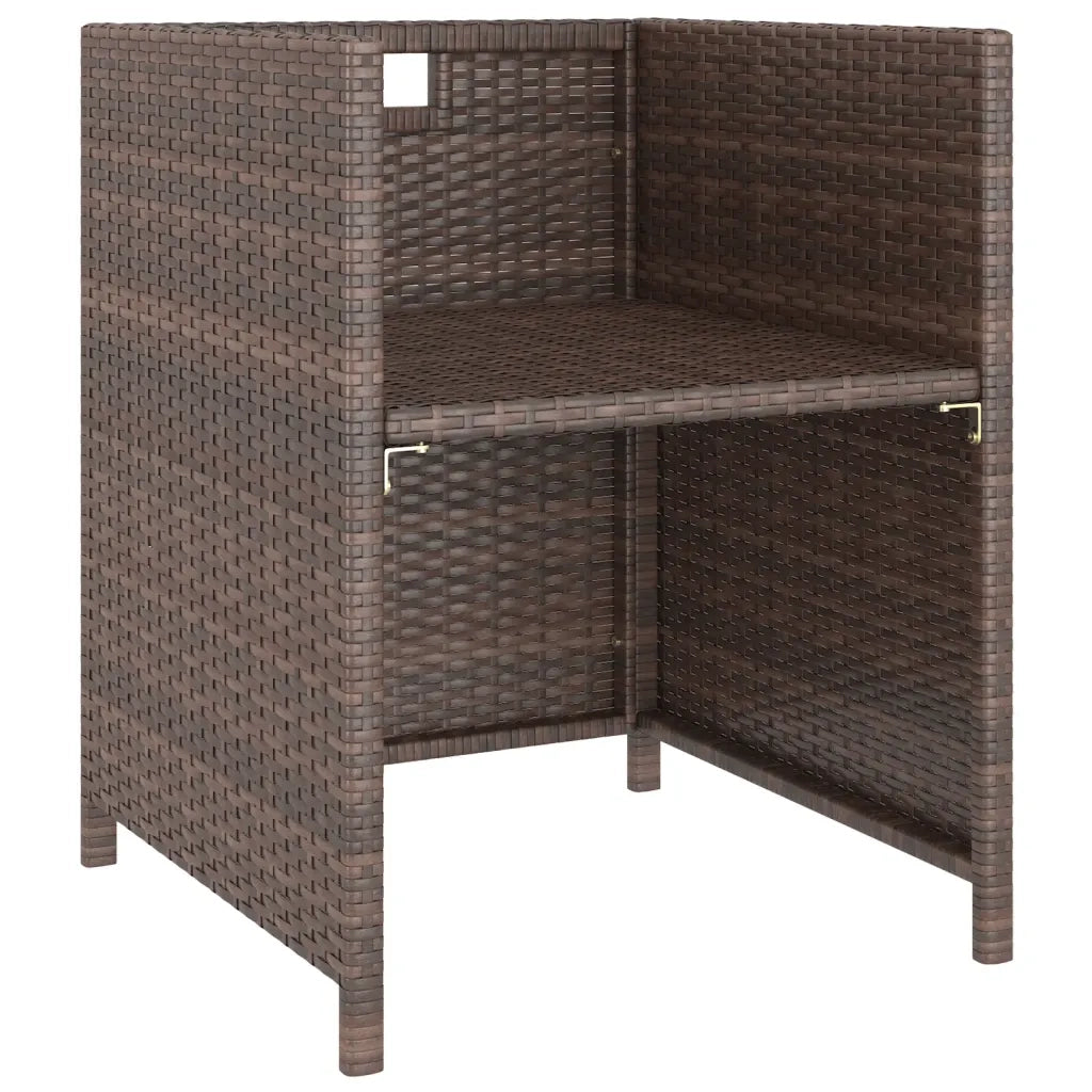 Set da Pranzo da Giardino 6 pz con Cuscini Polyrattan Marrone 43904