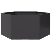 Fioriera/aiuola esagonale per piante fiori terrazza giardino 104 x 90 x 45 cm acciaio nero 02_0038632