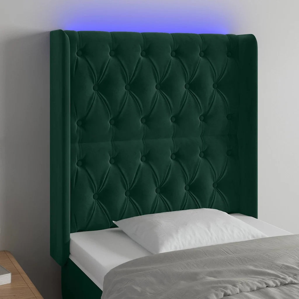 Testiera | Testata a LED Verde Scuro 83x16x118/128 cm in Velluto