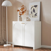 Sideboard 80x40x80 cm con motivo ad arco e superficie facile da pulire in pannello truciolare bianco