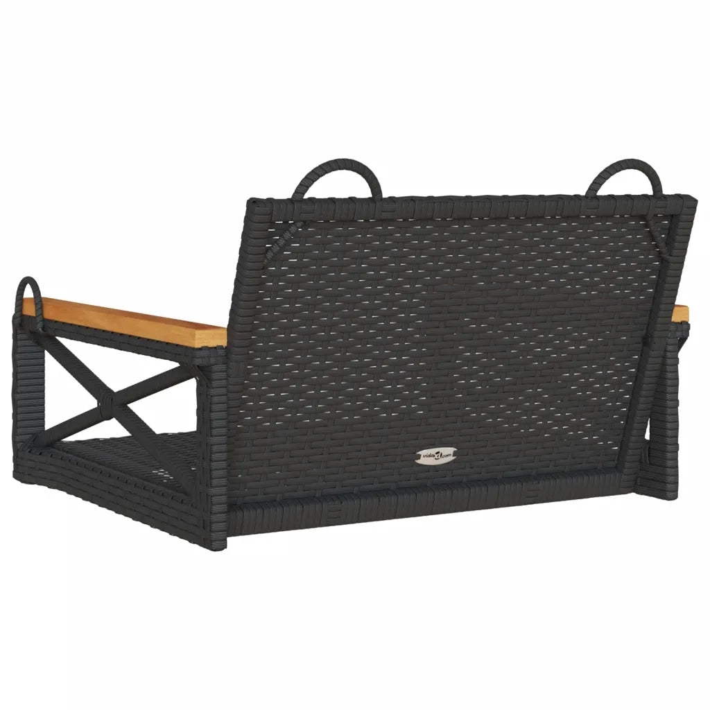 Panca da Giardino | Panchina a Dondolo Nera 63x62x40 cm in Polyrattan