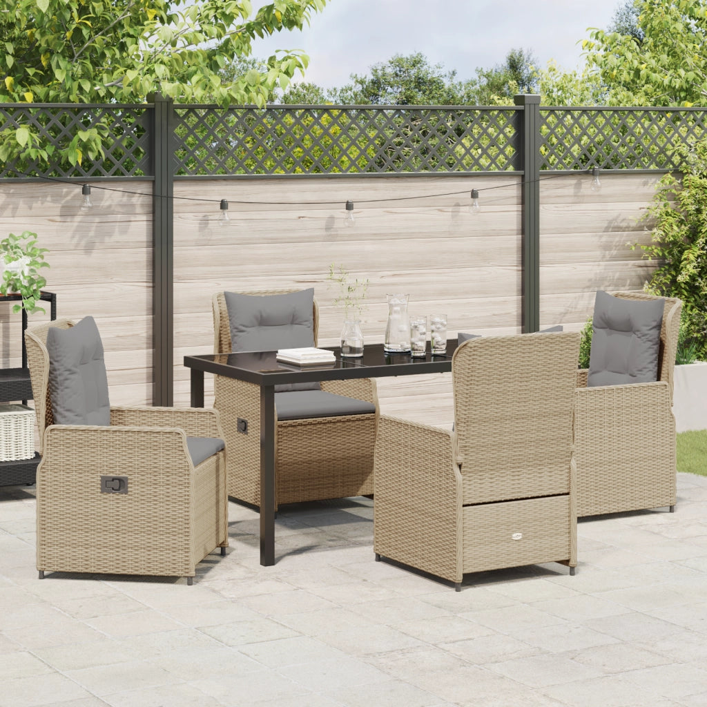 Set da Pranzo per Giardino  in Polyrattan Beige per 5 Persone