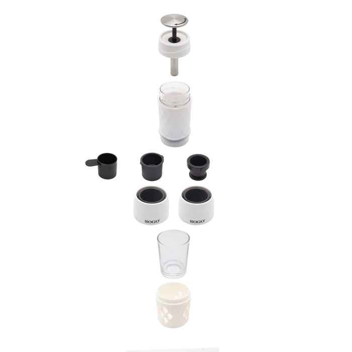 SOGO Caffettiera Manuale 3 in 1 per Capsule NESPRESSO, LAVAZZA, Caffè Macinato e Tè, Leggera e Portatile, Perfetta per Campeggio e Viaggi