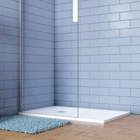 Piatto Doccia Bianco 70x90cm di Spessore da 3 cm in Pietra Artificiale e Mesina Mista Effetto Ardesia Ruvido Piletta e Tubo inclusi