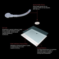 Piatto Doccia 80x70cm Bianco Spessore di 3 cm in Pietra Artificiale e Resina Minerale Mista Piletta Extra Piatta Sottile e Tubo inclusi
