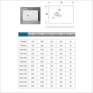 Piatto Doccia Bianco 80x120cm di Spessore da 3 cm in Pietra Artificiale e Mesina Mista Effetto Ardesia Ruvido Piletta e Tubo inclusi