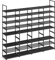 Organizzatore per scarpe - Comparto di stoccaggio - Supporto per scarpe - Struttura in acciaio - Pannelli di tessuto non tessuto - Connettori in PP - 29,5 cm x 171,1 cm x 157,6 cm - Nero d'inchiostro - 5,5 kg - Capacità di carico massima 160 kg
