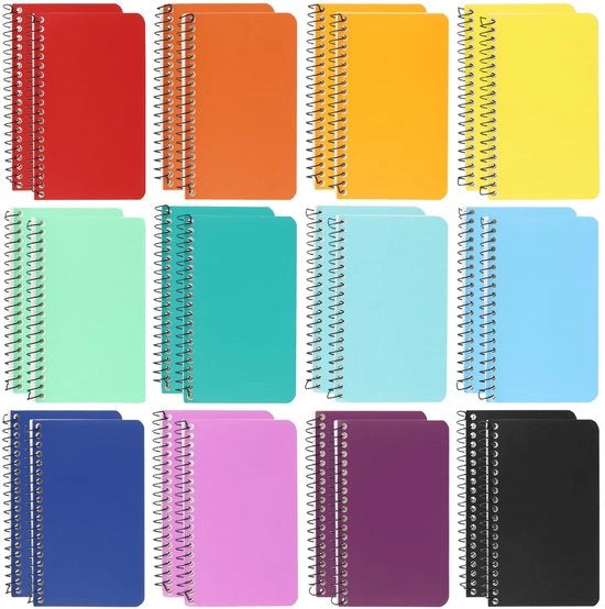 Libretto per appunti A7 - 24 pezzi - Libretti per appunti piccoli - Formato portatile - Blocchi per appunti mini - Materiale di ufficio - 12 colori - Libretto per appunti