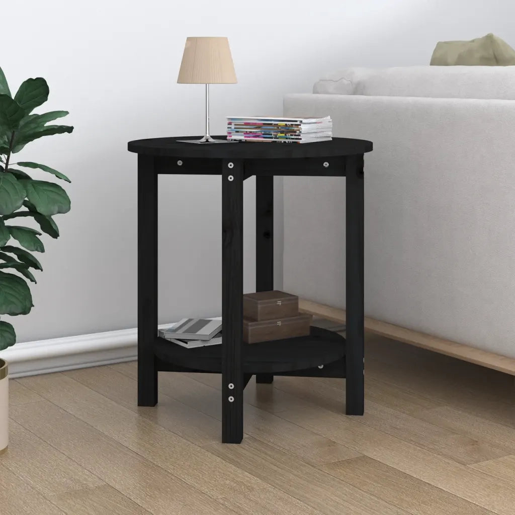Tavolino da Salotto Nero Ã˜ 55x60 cm in Legno Massello di Pino cod mxl 5564