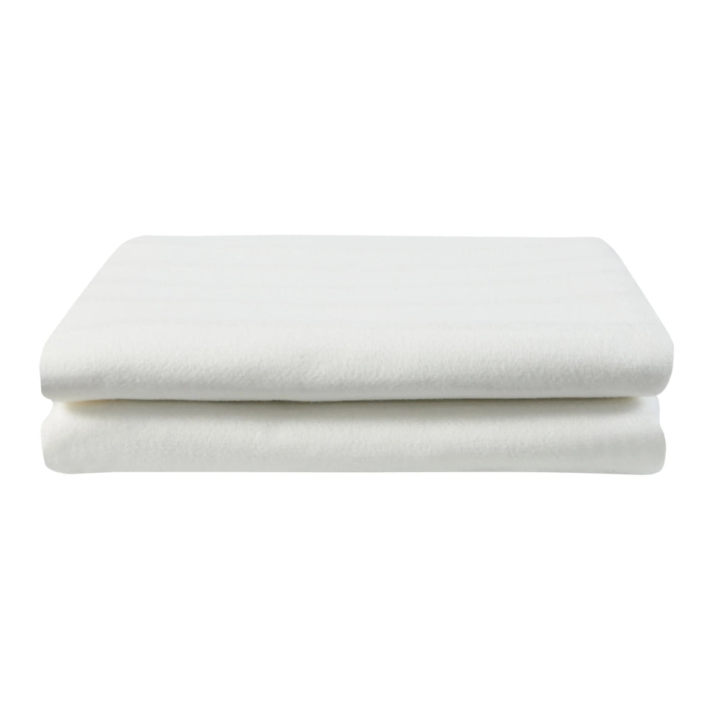 Coperta elettrica riscaldata per 2 persone con 2 telecomandi rimovibili 3 impostazioni di temperatura protezione dal surriscaldamento 160 x 140 cm poliestere bianco 03_0009338