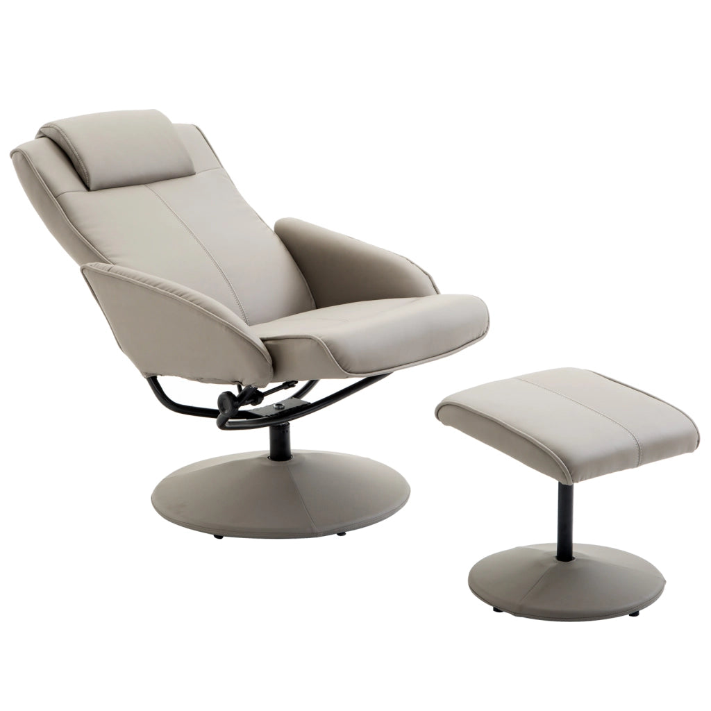 Poltrona relax reclinabile girevole con poggiapiedi ¨C zephmum ¨C tessuto similpelle grigio