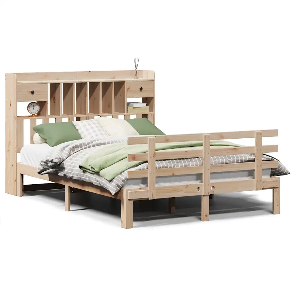Letto Libreria senza Materasso 140x190 cm in Legno di Pino 3322788