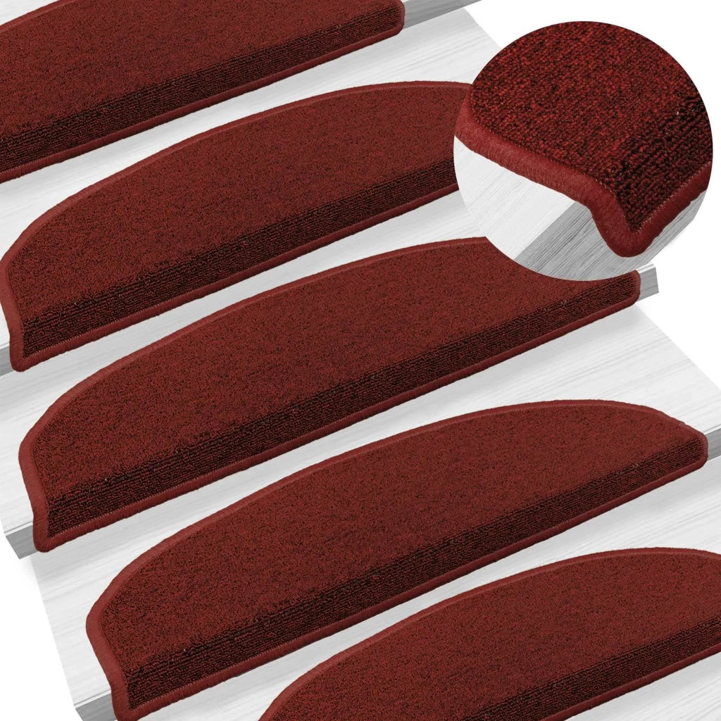 Tappetini per scale autoadesivi 15 pcs Rosso Bordeaux