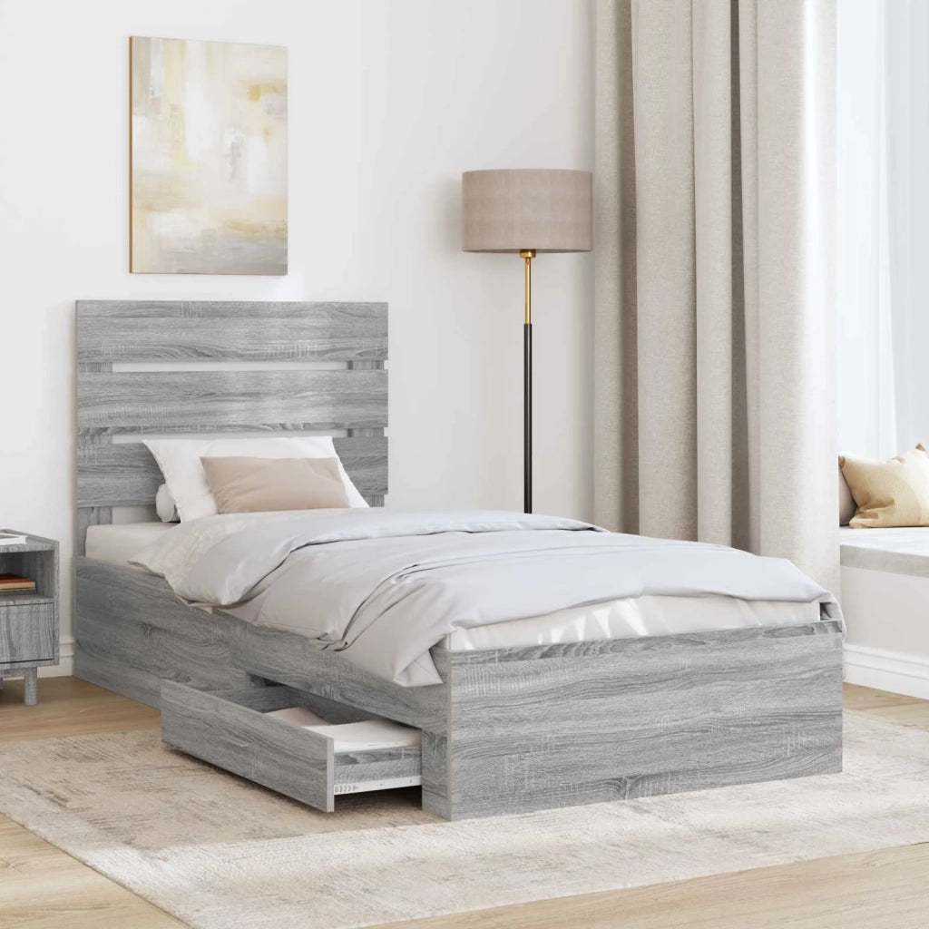 Struttura del letto Grigio Sonoma 90 x 190 cm Legno multistrato 3412025