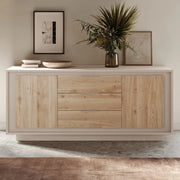 Madia 2 ante e 3 cassetti Linea SKY L 180 Cm x H 80 Cm x P 50 Cm, realizzata in legno 100% MADE IN ITALY, design moderno per cucina, sala da pranzo, soggiorno colore Cashmere/Cadiz