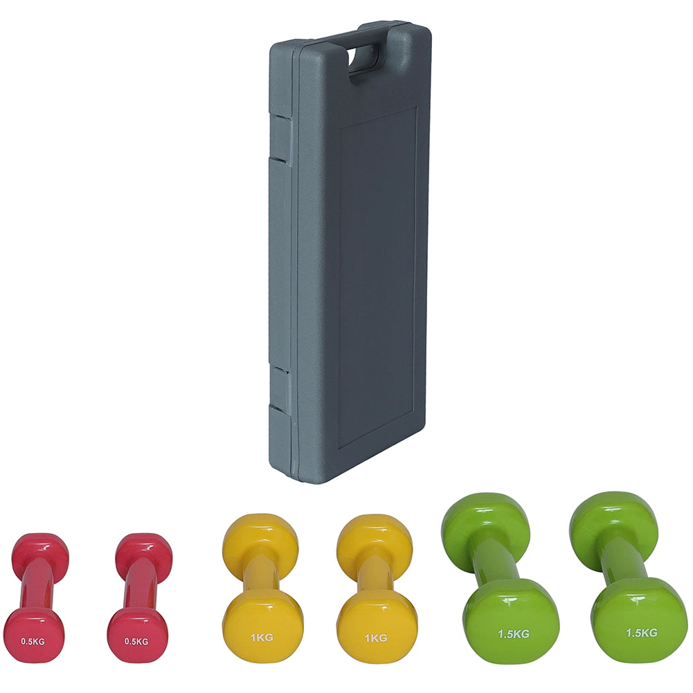 Set Manubri Palestra 6 Pesi Fitness con Valigetta 0.5kg 1kg 1.5kg colorati