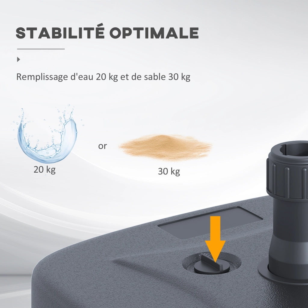 Base per Parasole Rotonda ¨C zephmum ¨C 46x45x26 cm HDPE Nero
