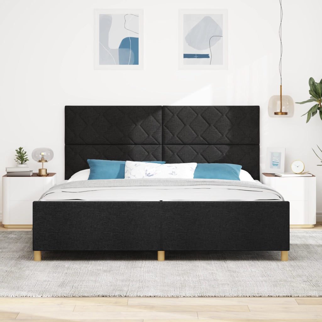 Letto a Box  Nero 200x200 cm in Tessuto