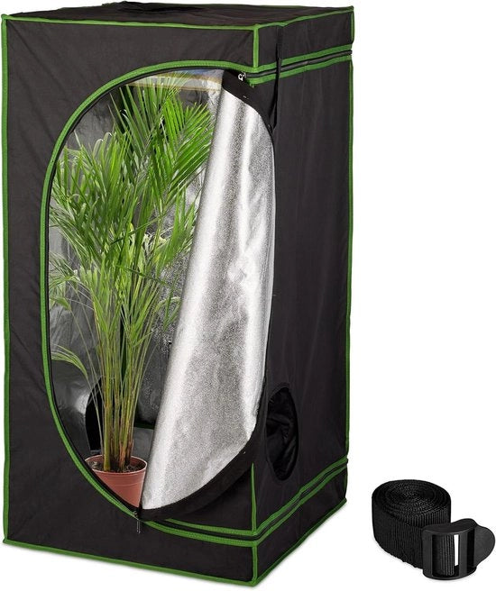 Tenda per crescita - Dimensioni: 120x60x60 cm - Foglio riflettente - Tenda per crescita oscurante nero/verde per coltivare piante