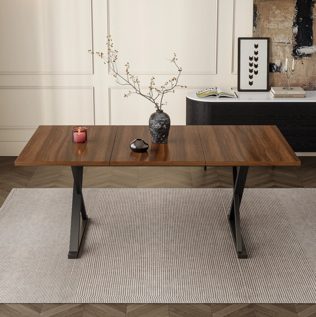 Tavolo da pranzo 180x90x75 cm; per 6-8 persone con gambe a X; MDF noce