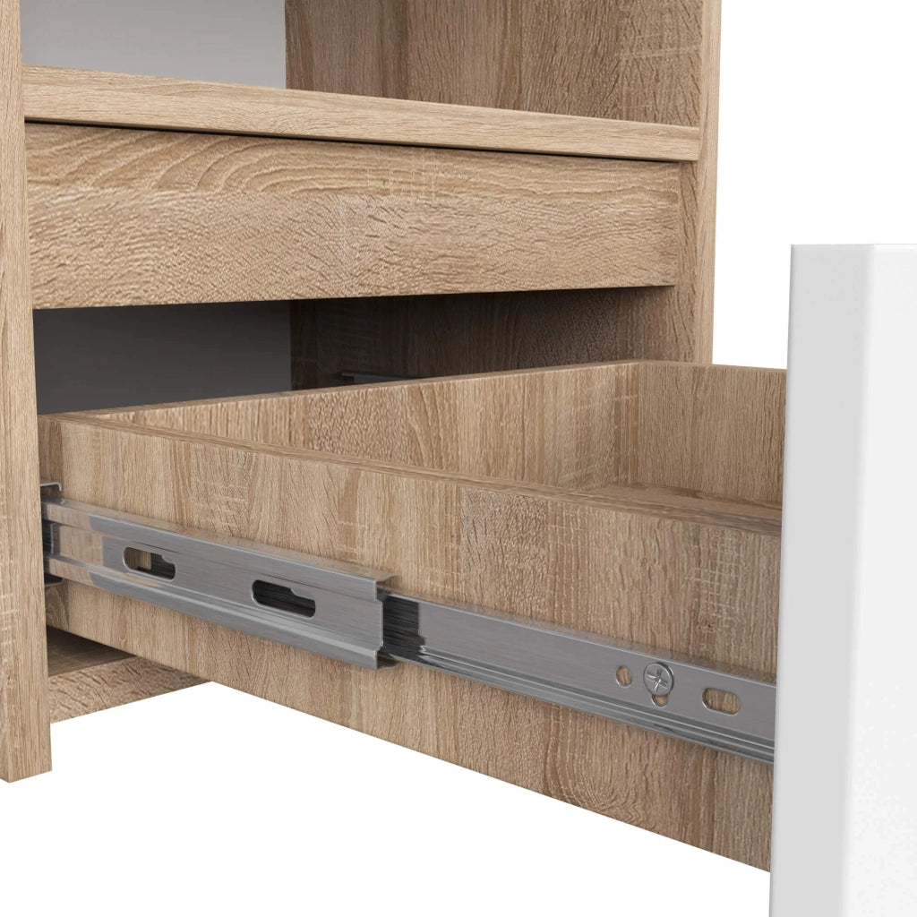 Comodino AKORD CL1 Sonoma Quercia 40 cm 1 cassetto inserto frontale Bianco 40x35x40 cm