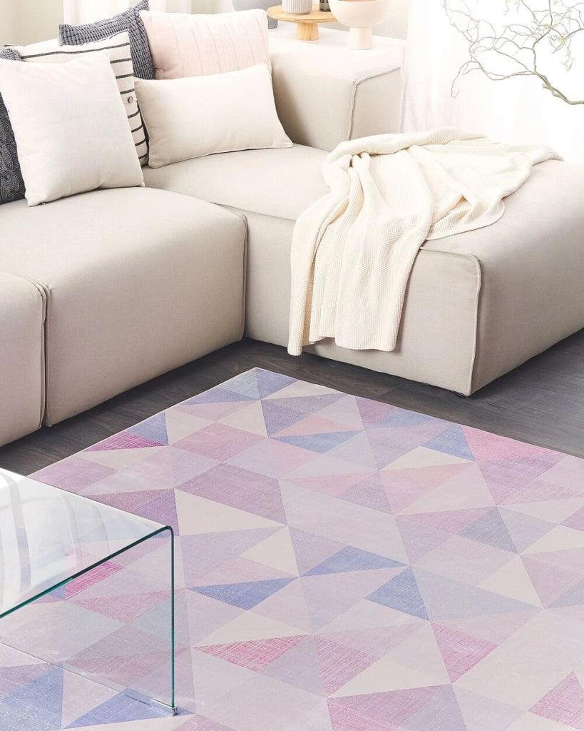 Tappeto tappetino Pastello Blu Grigio 160 x 230 cm Motivo Triangolo Tappeto Moderno Contemporaneo