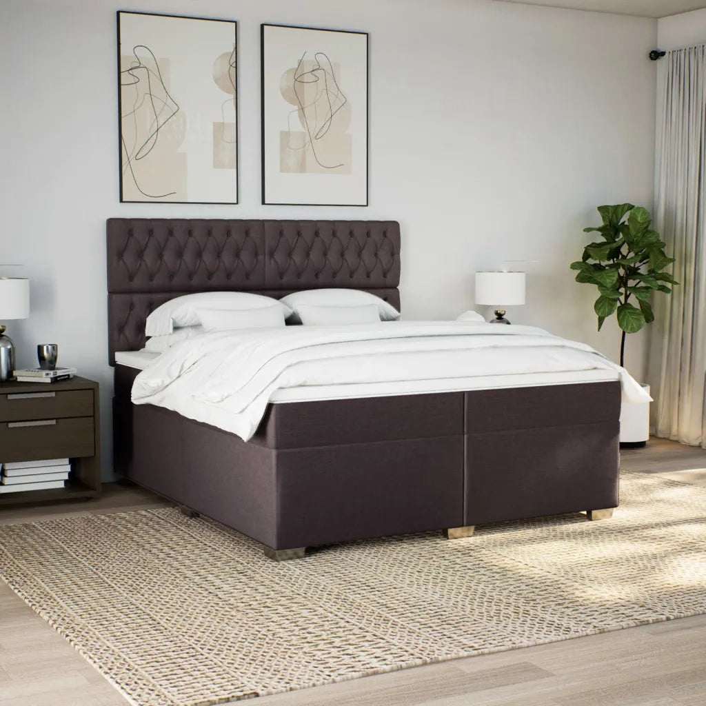 Giroletto a Molle con Materasso Marrone Scuro 200x200cm Tessuto 3292905