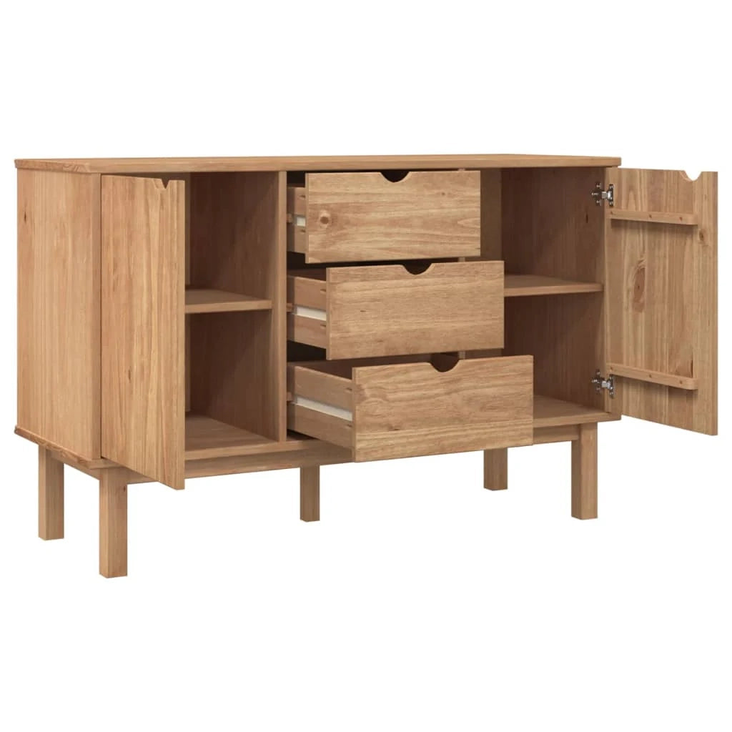 Buffet credenza cassettiera armadio mobile contenitore organizer per cucina soggiorno salotto 113,5 x 43 x 73 cm legno massello di pino marrone 02_0036182