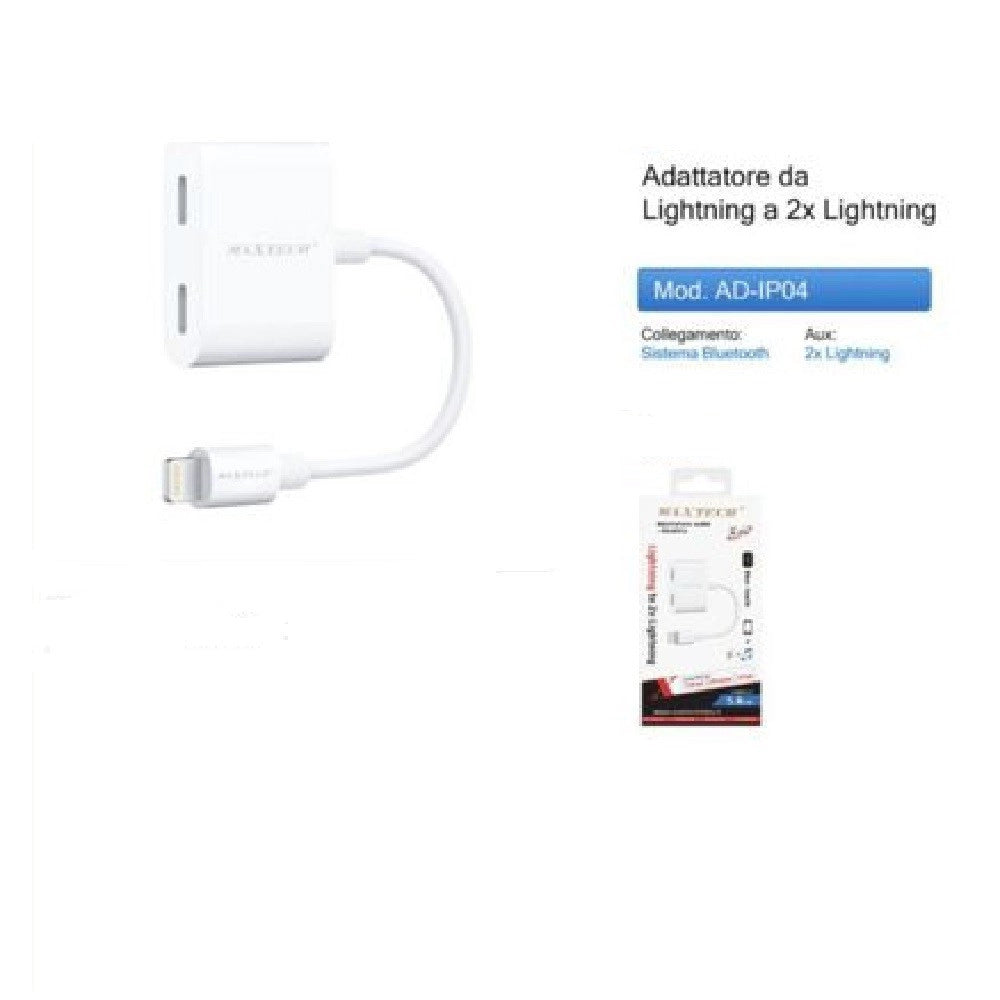 Trade Shop - Adattatore Lightning A Doppio Lightning Audio Ricarica Ipod Ipad Iphone Ad-ip04 -