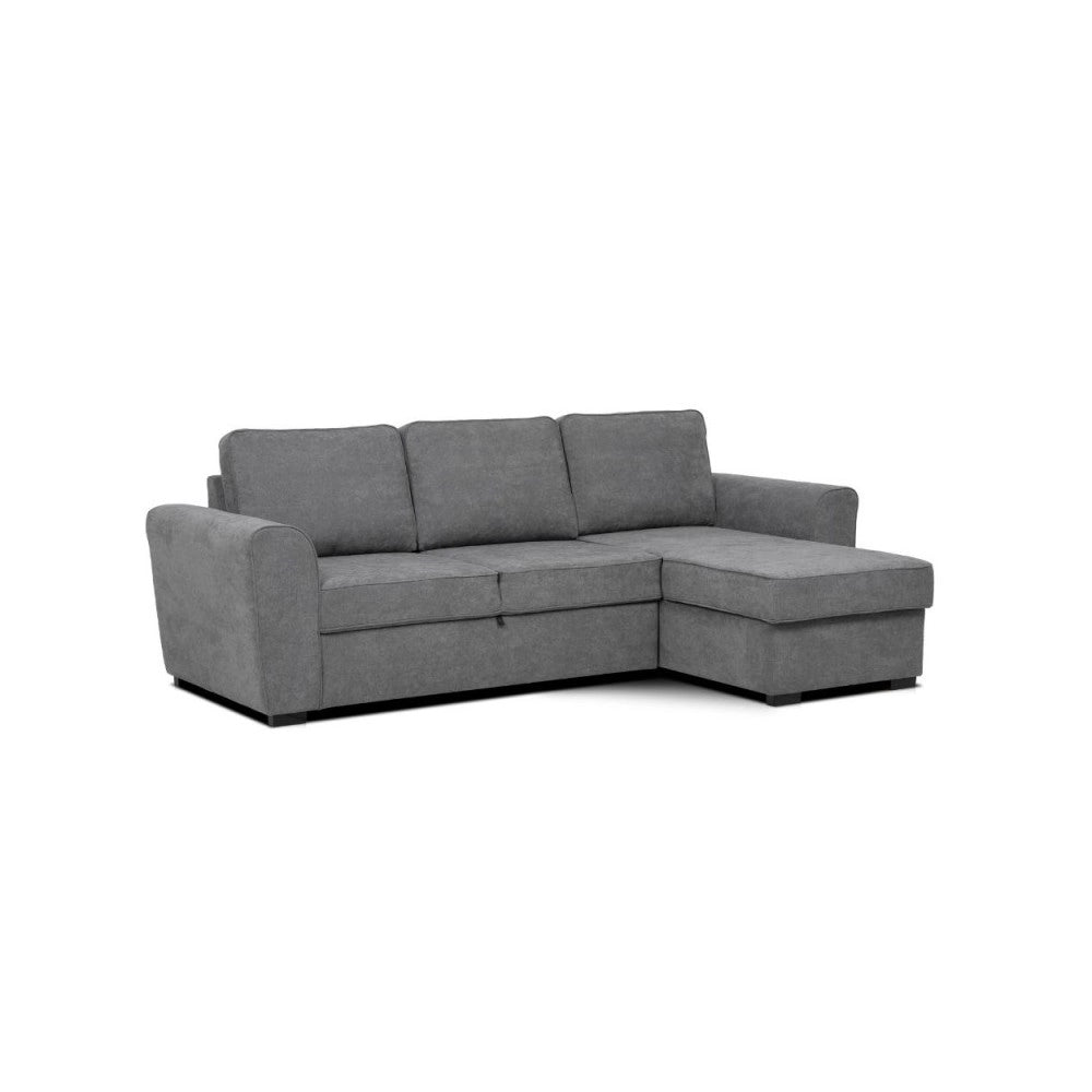 Divano letto penisola Reversibile Aston con contenitore in tessuto grigio 251.5x159.5x86H