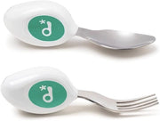 Set di forchetta e cucchiaio ergonomico per bambini da 1 anno in poi per l'apprendimento dell'autonomia alimentare Aqua