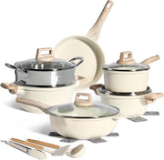 Set di Induzione per Pannen con Coperchio - Antiaderente - 4 Pezzi - Bicchiere - Cottura Salute