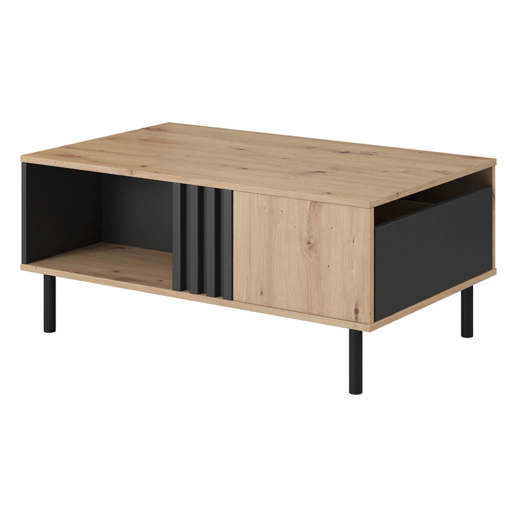 Kasese, Tavolino da Salotto un Cassetto, 100x60x4h cm Marrone Rovere Nodi