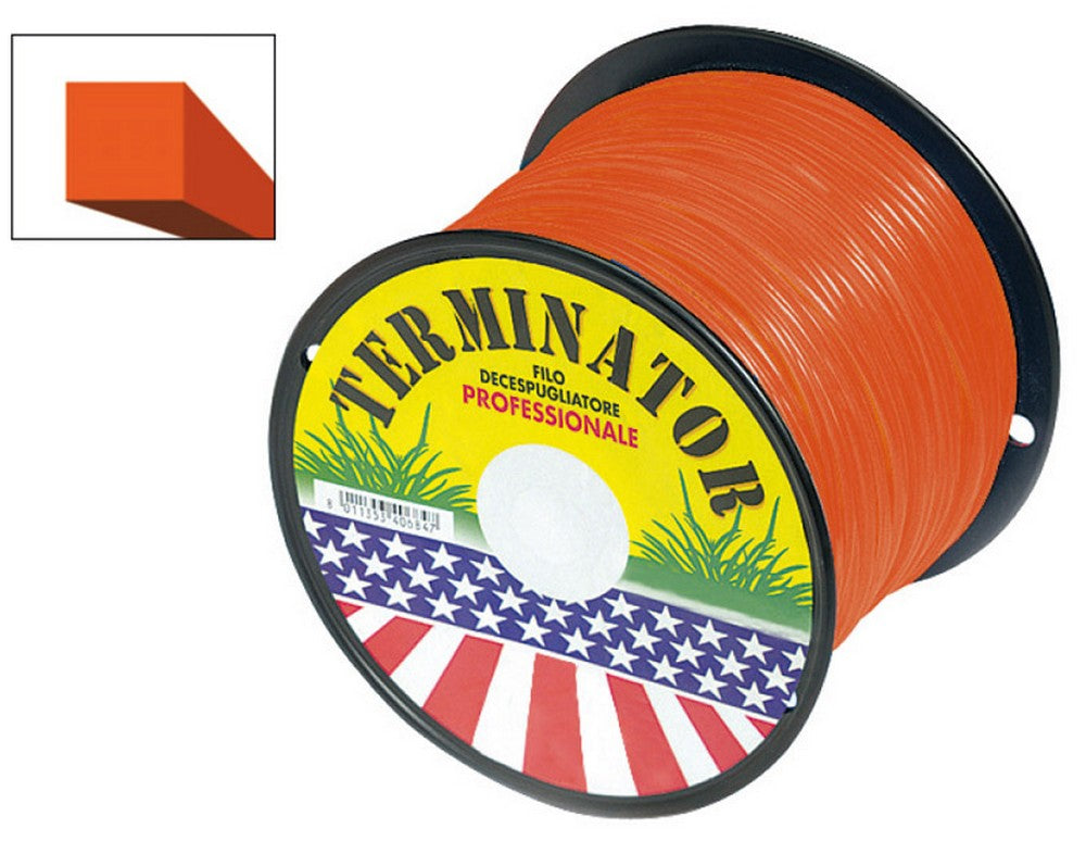 filo quadrato decespugliatore terminator colore arancio mm 3,3x190 mt cod:ferx.vit32865