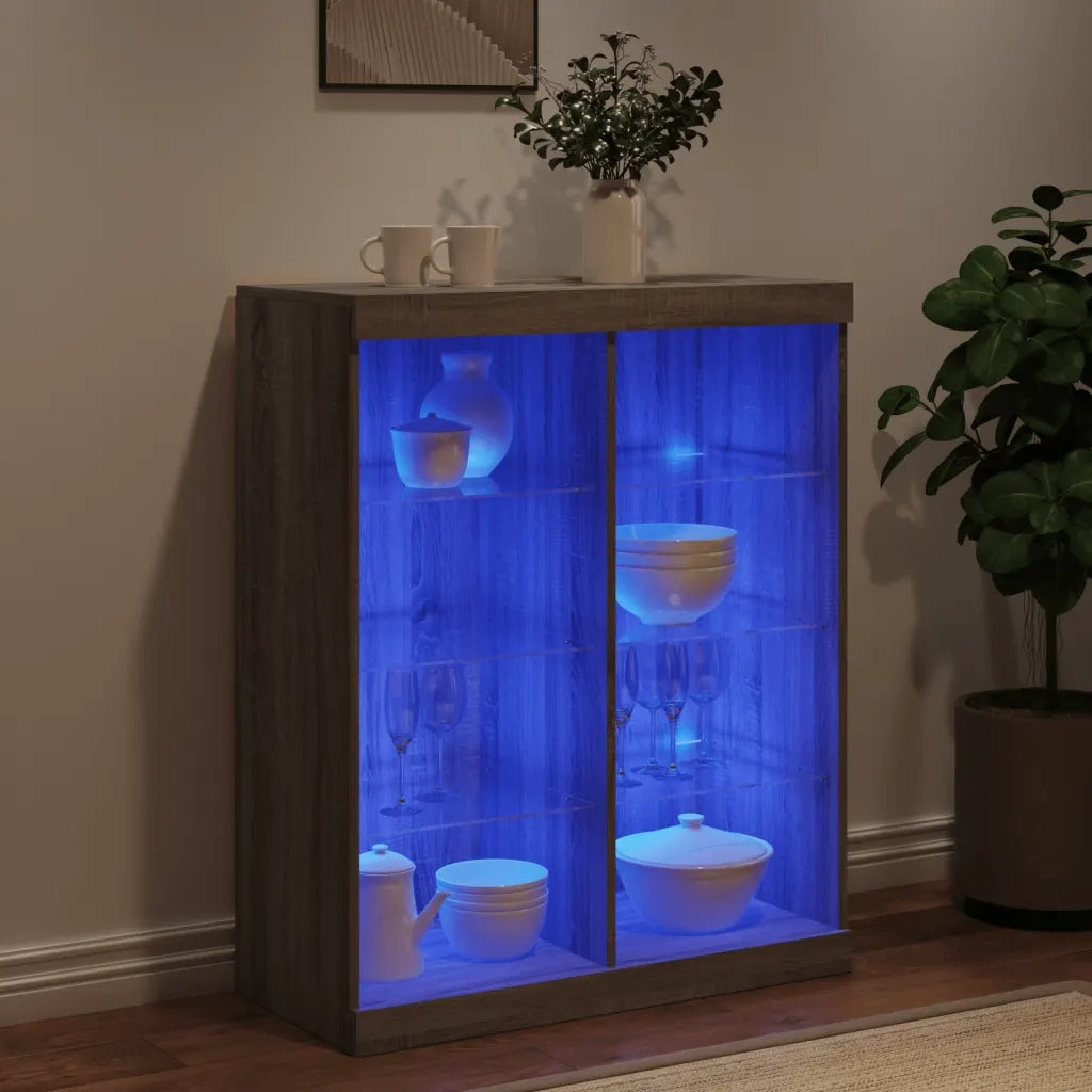Credenza con Luci LED Grigio Sonoma 81x37x100 cm 836719