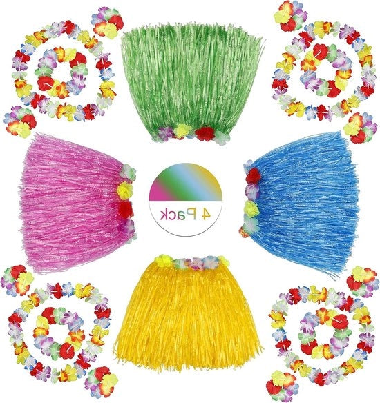 Set di costume da ballo tropicale con bavaglie floreali per bambini, ragazze e donne, con 4 pezzi
