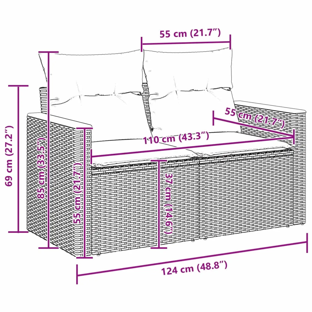 Set Divano da Giardino 13 pcs Nero polyrattan 3362975