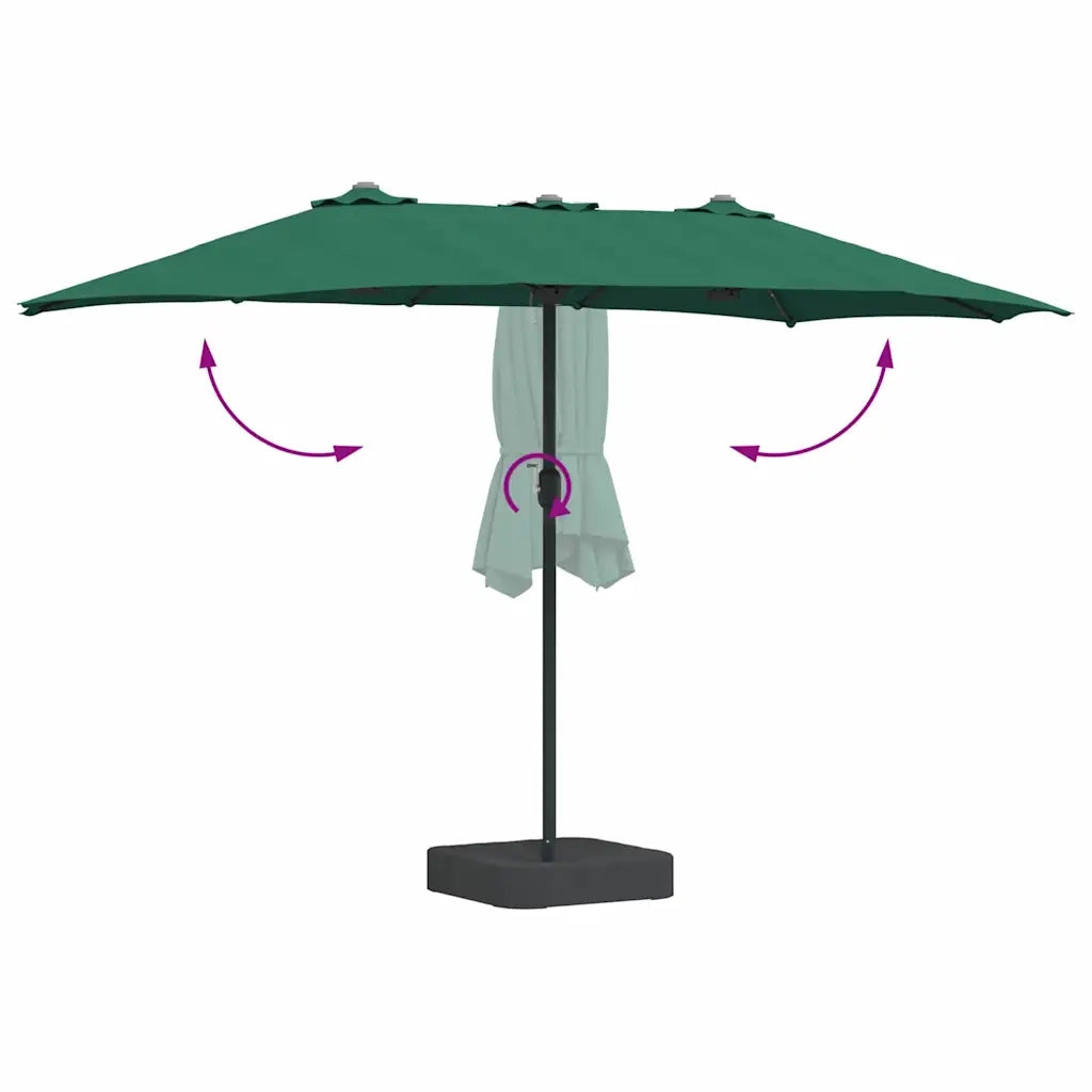 vidaXL Ombrello da giardino Verde 385 x 209 x 244 cm Tessuto